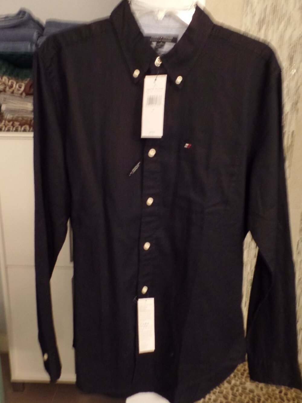 TOMMY HILFIGER Men's Linen/Cotton Shirt - NWT - Medium - Deep Navy